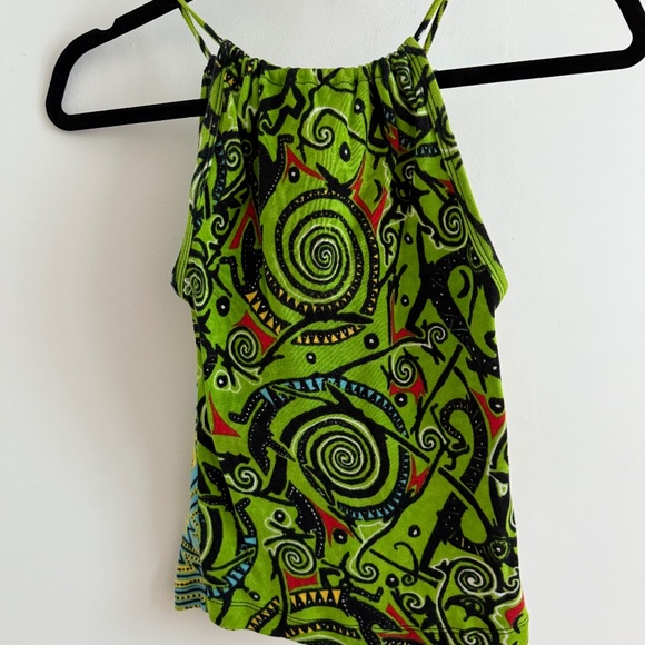 BCBGMaxAzria Green Patterned Tank Top - Picture 1 of 6